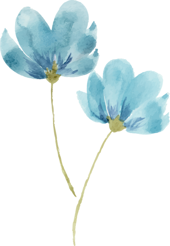 Watercolor blue flower.